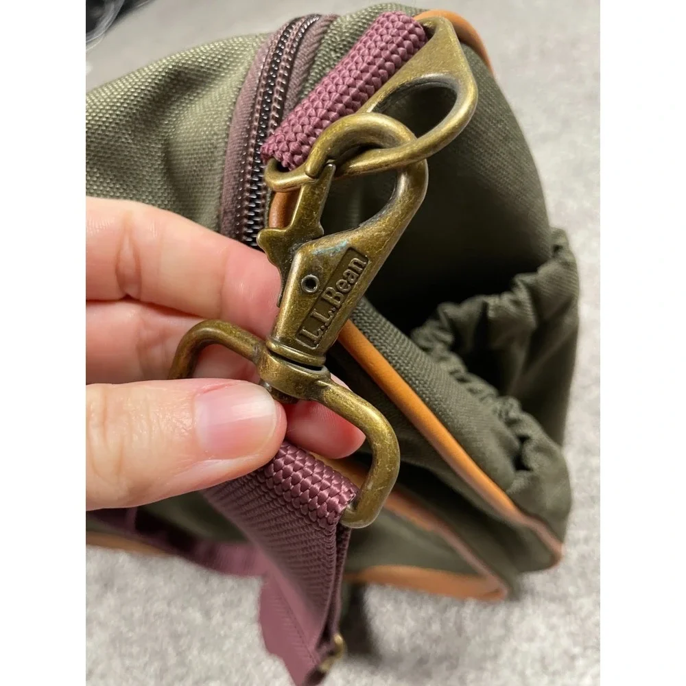 LL Bean Sportmans Accessory Bag Duffel Crossbody Canvas Leather Classic Travel
